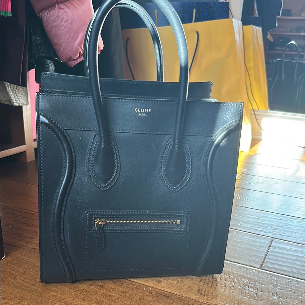 Celine Black Phantom calf skin micro
